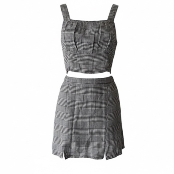 Japna Dresses & Skirts - Japna Black White Gingham Two Piece Set Medium | Crop Top Mini Skirt NWT